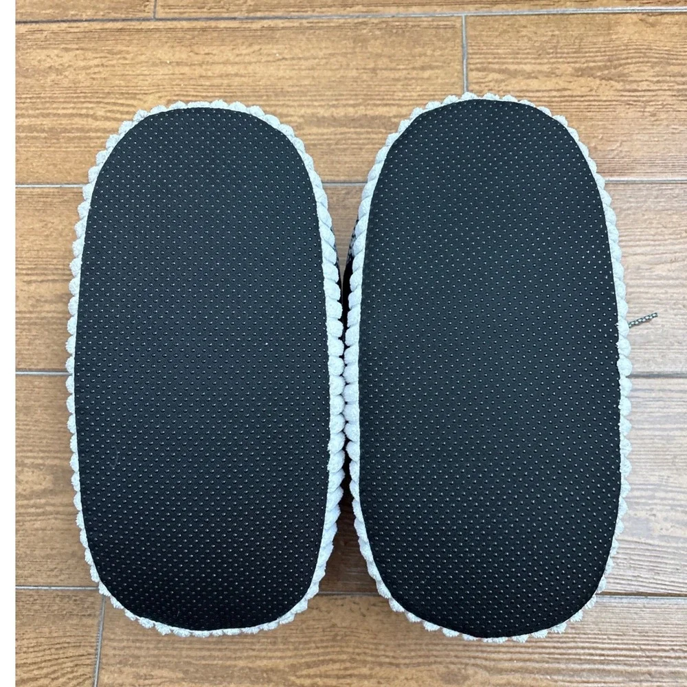 Kids Plush Sneaker Slippers Black White Streetwear Style House Shoes Size Medium